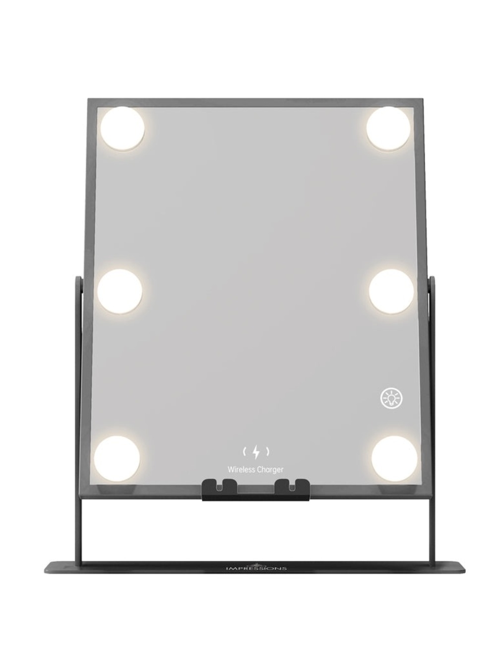 Impressions Vanity Mirror with Six LED Bulbs - Speaker and Wireless Charger